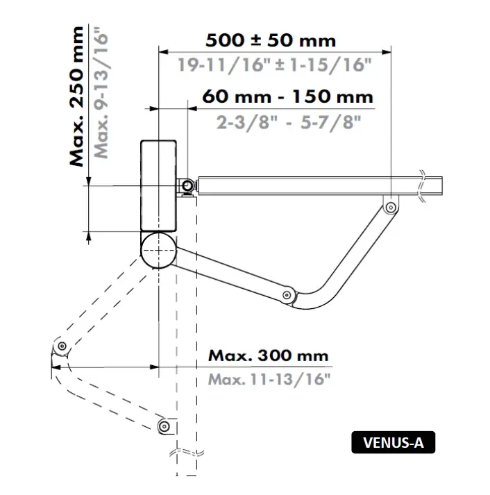 VENUS-A montagematen bovenaanzicht.webp