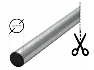 [6TT30130] Gegalvaniseerde buis met afsluitdoppen diam.30x1,5mm L>6500