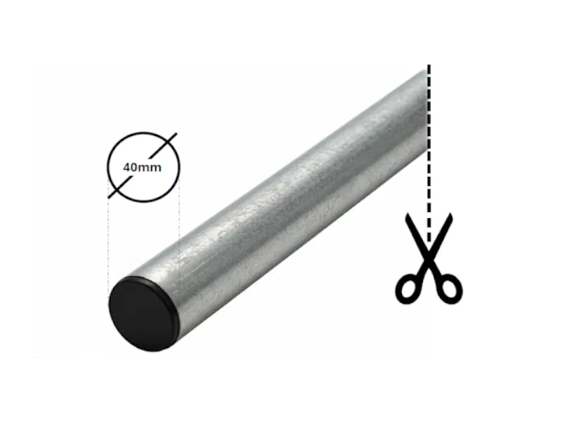[T402ZC] Galv. Tube Ø40.0 x 2 sur messure avec couvercles jusqu'à L=6000mm
