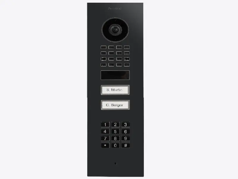 [D1102KV-FM9011] IP video inbouw buitenpost met codeklavier en 2 oproepknoppen, RAL9011