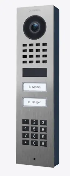 [D1102KV-SM] Interphone vidéo IP encastré, clavier à code int., 2 boutons d'appel