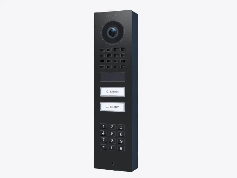 [D1102KV-SM9011] IP video opbouw buitenpost met codeklavier en 2 oproepknoppen, RAL9011