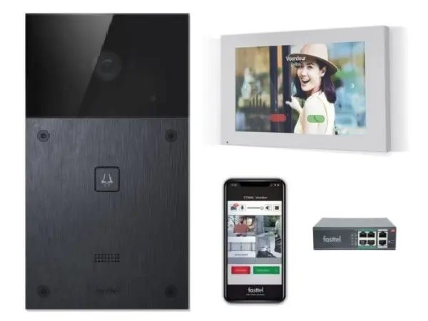 [FT600VK] Entry video KIT - buitenpost met 1 knop, 7" monitor, switch en 4 x app