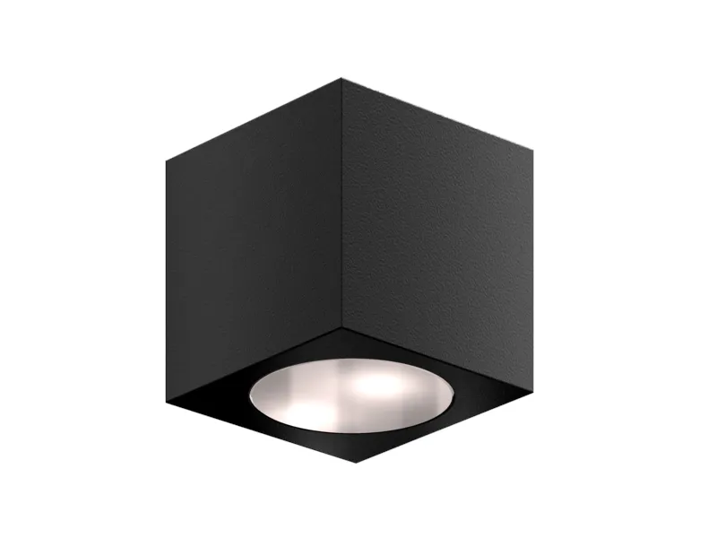 [CUBE75-DC-9005] Kubusvormige wandverlichting, 75 mm breed, 12-24V DC, RAL 9005