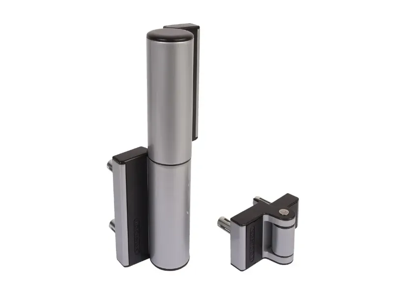 [TIGER-ZILV] 180° poortsluiter en scharnier in 1 - poorten tot 1,1m en 75Kg - ZILV