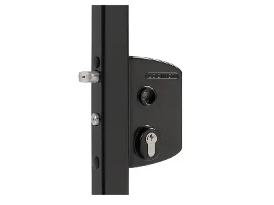 [LAKQ40U2LVSZZ9005] Poortslot zonder kruk, met VSZ cilinder - vierk. prof. 40-60mm 9005