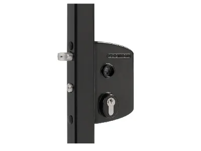 [LAKQ60U2LVSZZ9005] Poortslot zonder kruk, met VSZ cilinder - vierk. prof. 60-80mm 9005