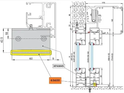 [63600] Kunststof inzetstuk voor vloergeleider PAM45