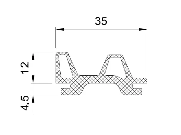 [6VGR160125] Verticale sluitingsrubber voor PAM35 deurpanelen, 2 lengtes van 2,5m