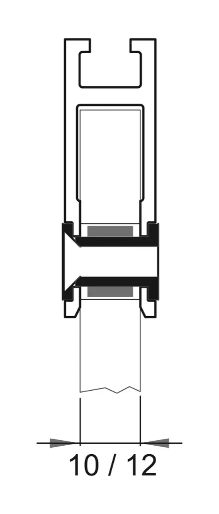 [20AC1356] Fixation vantail en verre, L = 2000 mm, brut, PAM16