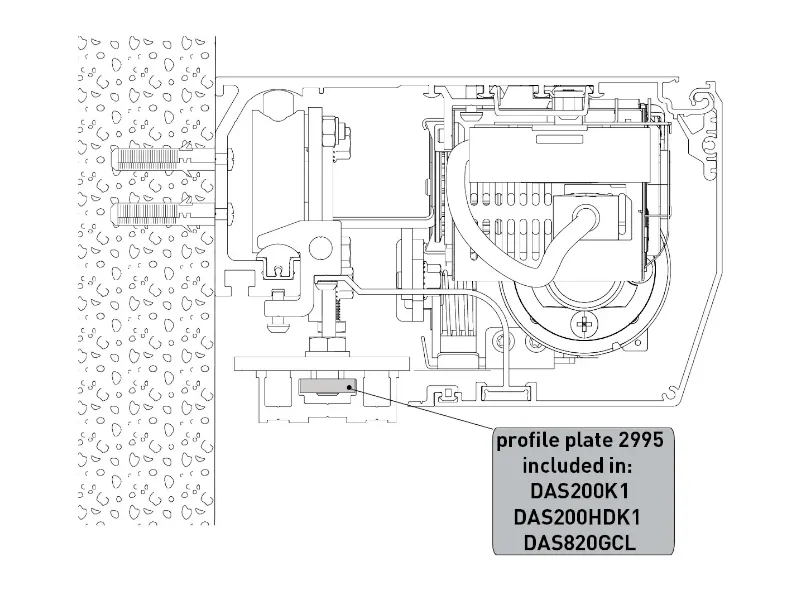[20AI2995] Ophangprofiel voor schuifdeurdeurpaneel, L = 2000 mm, brut