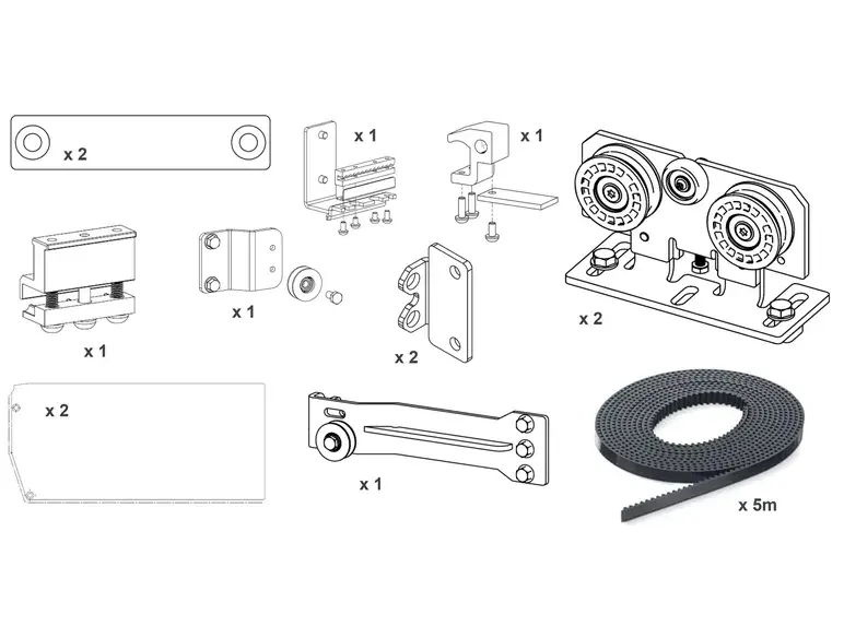 [DAS200TKA] Kit de composants fixes supplémentaires pour 1+1 vantail DAS200T