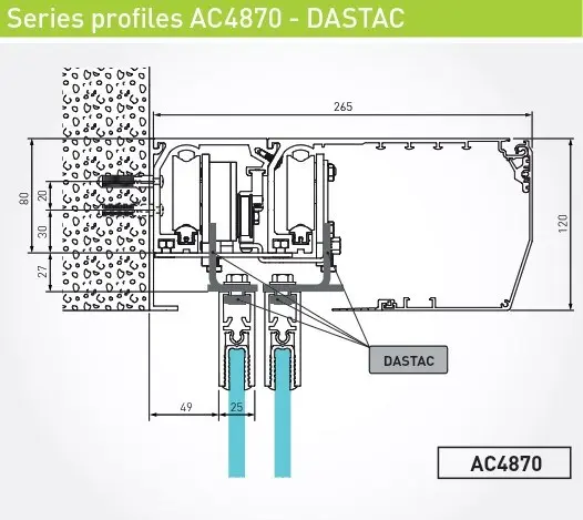 [DASTAC] Set beugels en bevestigingsplaten voorAC4255/4870 (1+1 vleugel)