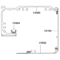 [V3464N66] Profil sans caoutchouc pour le roulement des chariots L = 6650 mm, EUR