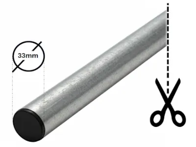 [6TT33130] Gegalvaniseerde buis met afsluitdoppen diam.33x2,5mm L>6000