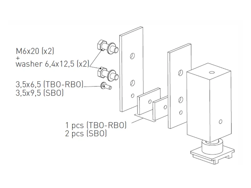 [61PAS48] Kit de remplacement du pivot inférieur d'un vantail de porte coulissante ALU48 équipé d'un système break-out